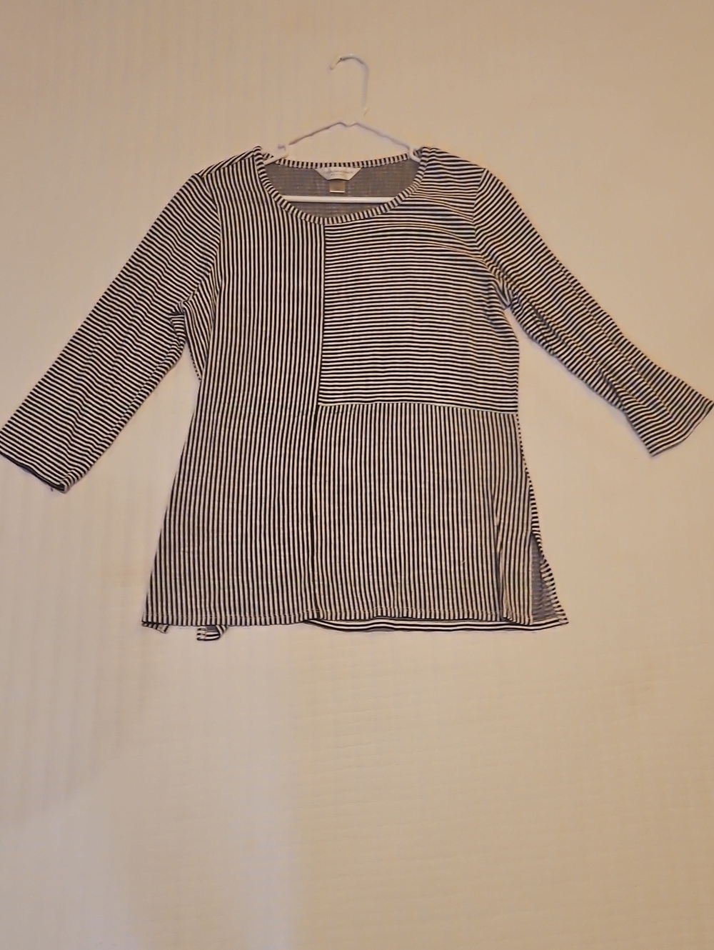 Christopher & Banks Black and White Striped Tunic Top